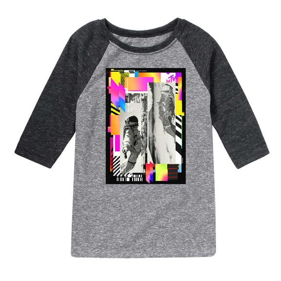 MTV Moon Person - Geo Collage - Toddler And Youth Raglan Graphic T-Shirt