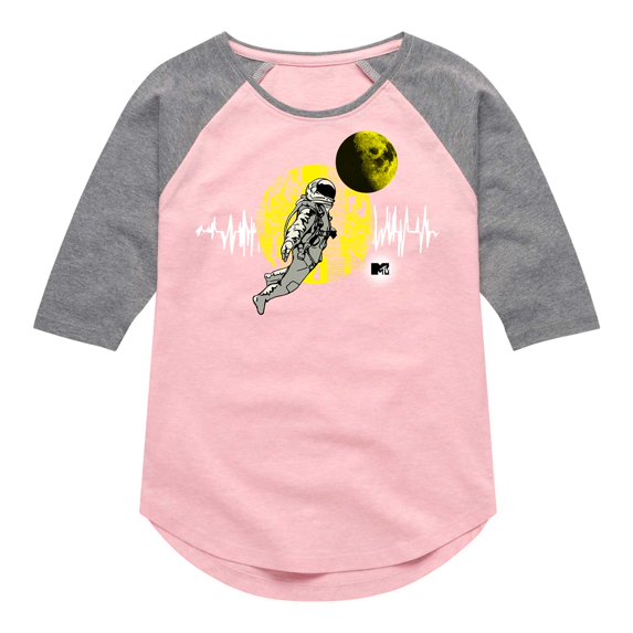 MTV Moon Person - Wavelength - Toddler And Youth Girls Raglan Graphic T-Shirt