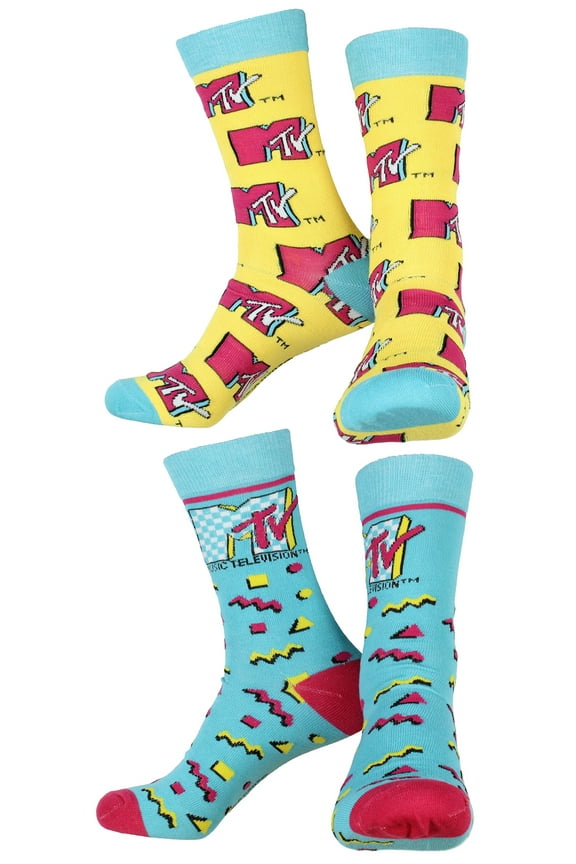 MTV Music Television Logo Unisex 2 Pack Crew Socks