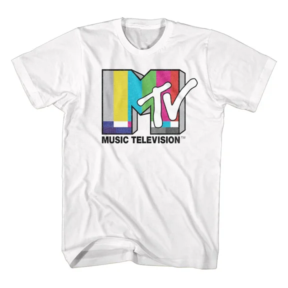 MTV Music Television Multi Color Test Card Logo Men's T Shirt
