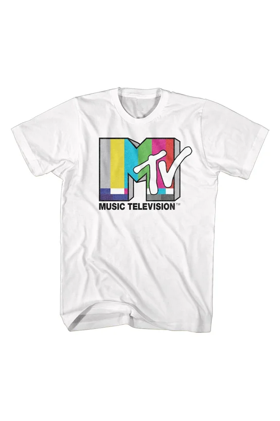 MTV Music Television Multi Color Test Card Logo Men's T Shirt