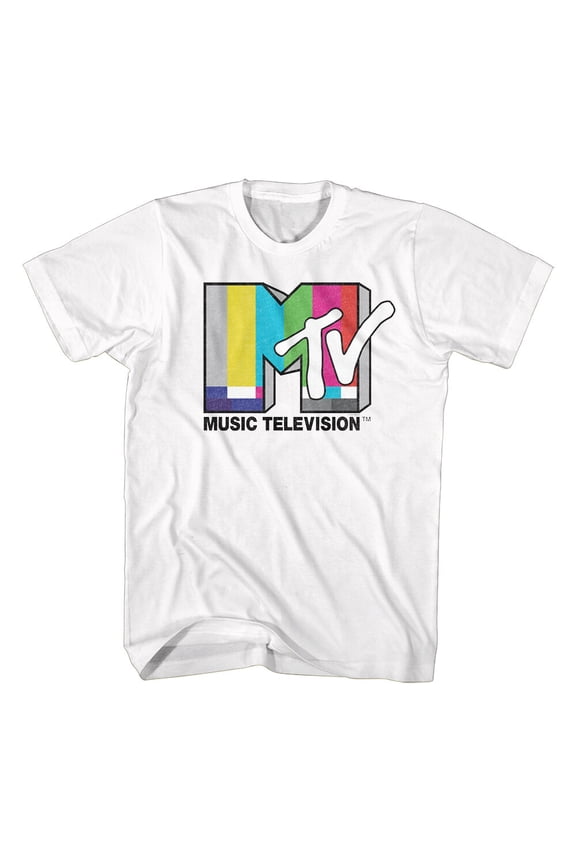 MTV Music Television Multi Color Test Card Logo Men's T Shirt