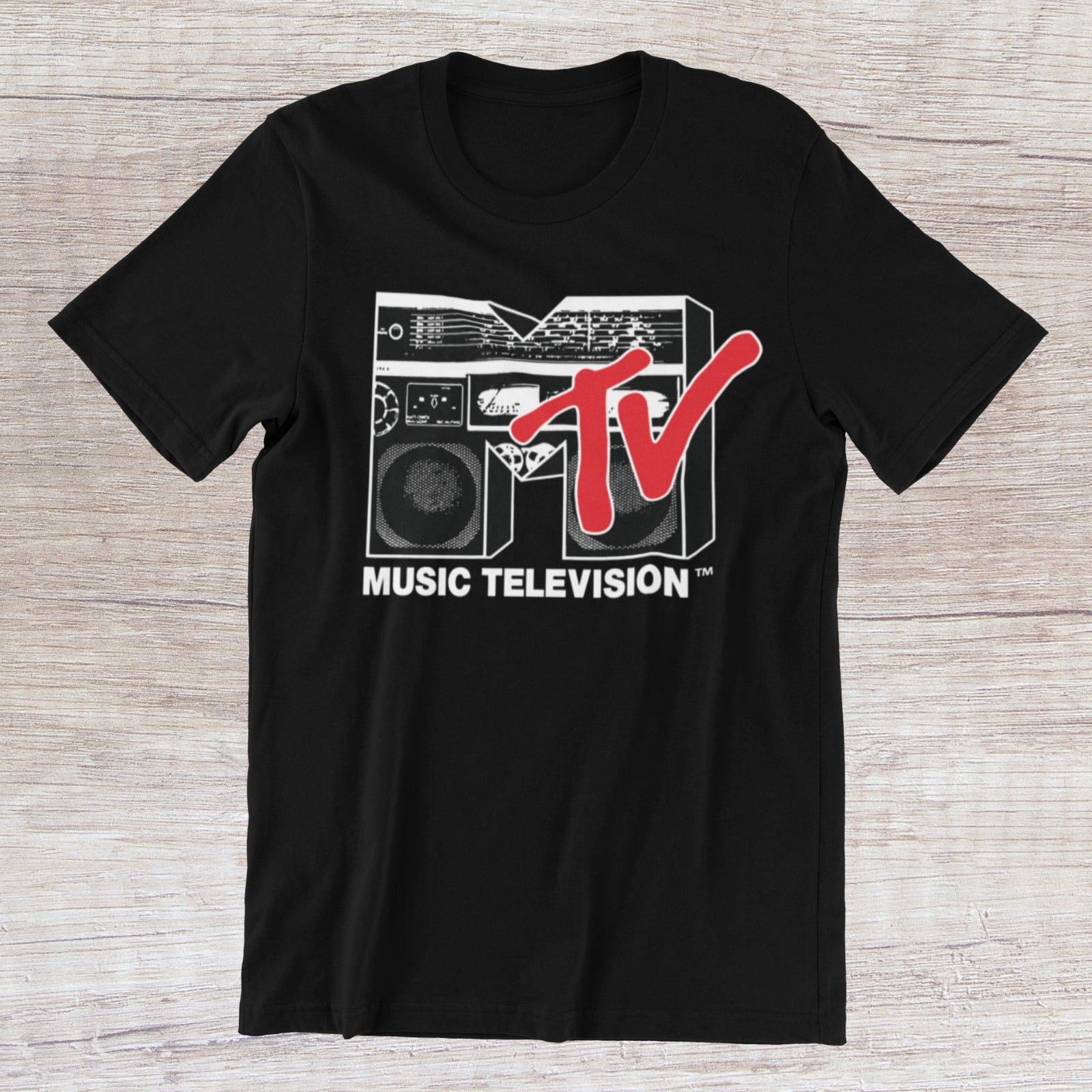 MTV Music Television TShirt 90s Old School Logo Boombox on Ring Spun — free download