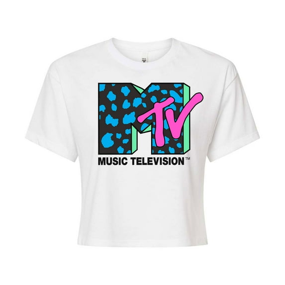 MTV - Neon Leopard Logo - Juniors Cropped Tee