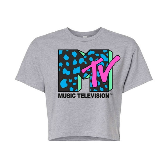 MTV - Neon Leopard Logo - Juniors Cropped Tee