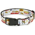 thumbnail image 1 of MTV Pet Collar, Dog Collar Plastic Buckle, Beavis and Butt-Head Burger World Icons Collage White, 11 to 16.5 Inches 1.0 Inch Wide, 1 of 8