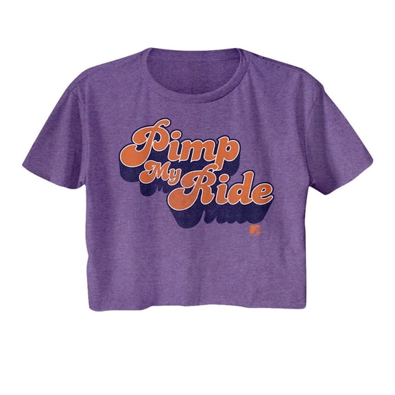 MTV Pimp My Ride Purple Heather Women's Festival Crop T-Shirt
