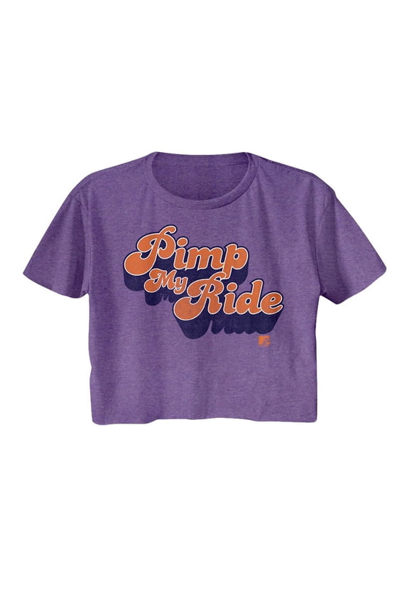 MTV Pimp My Ride Purple Heather Women's Festival Crop T-Shirt