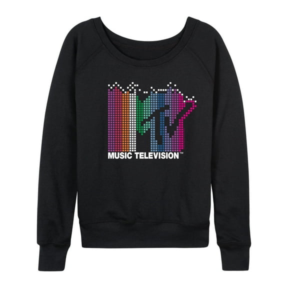 MTV - Rainbow Sound Waveform MTV Logo - Women's Lightweight French Terry Long Sleeve Shirt
