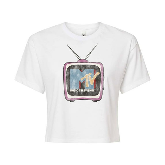 MTV - Retro Tv Set - Juniors Cropped Tee