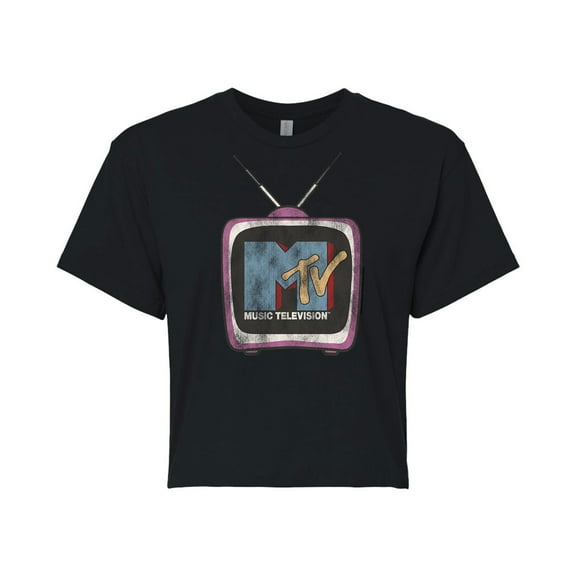 MTV - Retro Tv Set - Juniors Cropped Tee