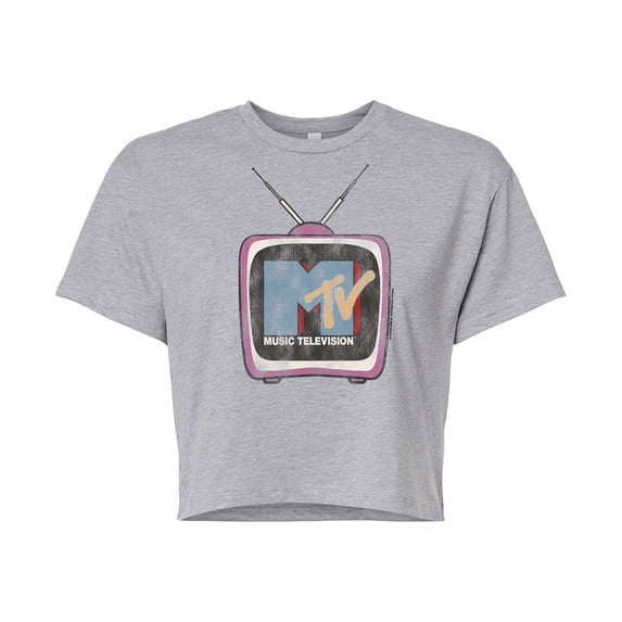 MTV - Retro Tv Set - Juniors Cropped Tee