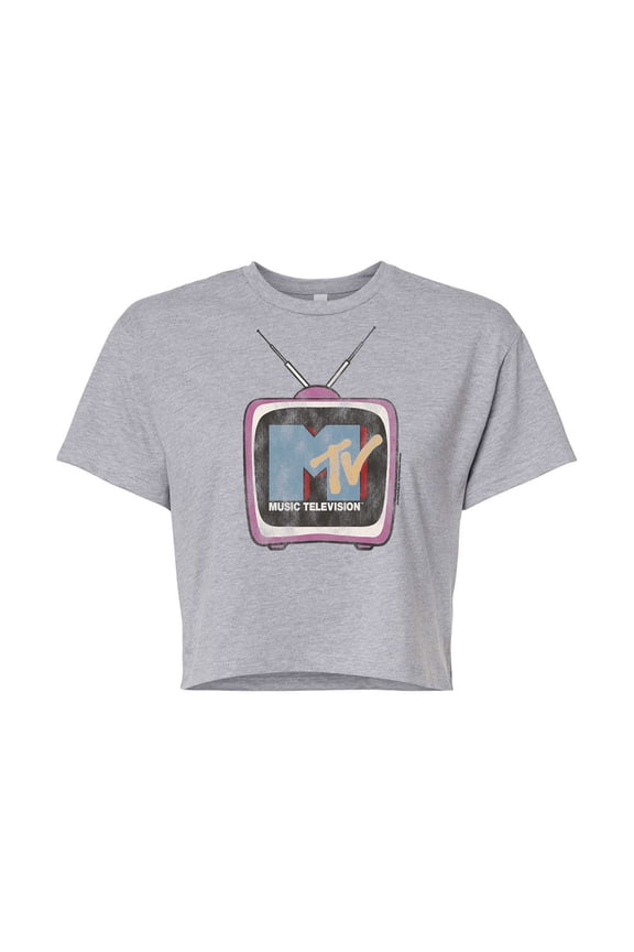 - Retro Tv Set - Juniors Cropped Tee