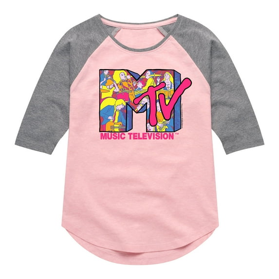 MTV - Rock Logo - Toddler And Youth Girls Raglan Graphic T-Shirt