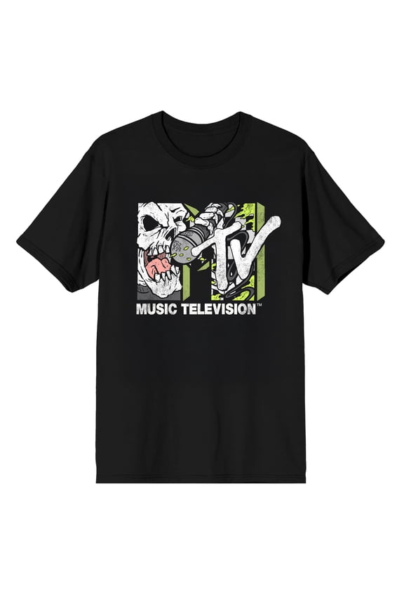 MTV Screamo Logo Adult Black Crew Neck Short Sleeve T-shirt - XXL
