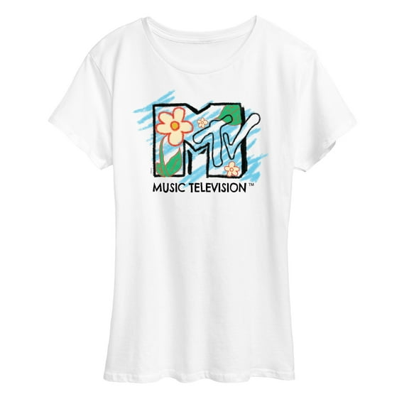 MTV - Sketchy Flowers Logo   - Women's Short Sleeve Graphic T-Shirt