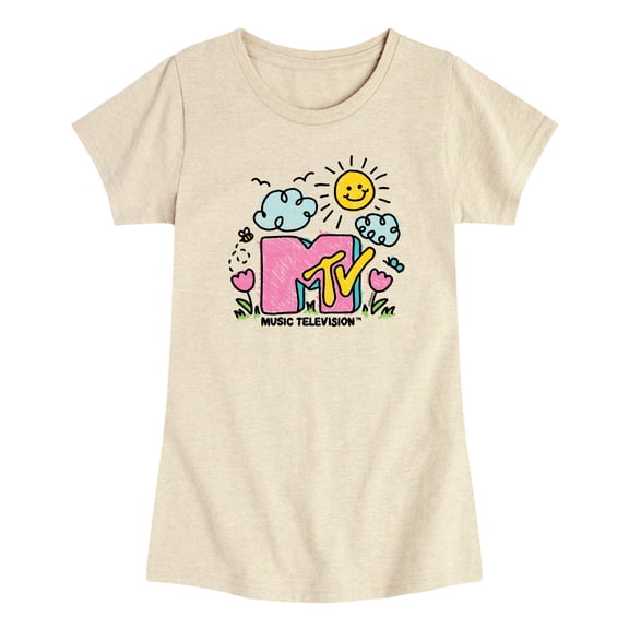 MTV - Sketchy Logo - Toddler Girls Fitted Short Sleeve T-Shirt
