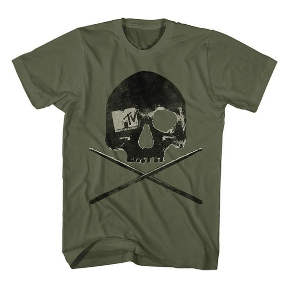 MTV Skulls and Sticks Military Green T-Shirt