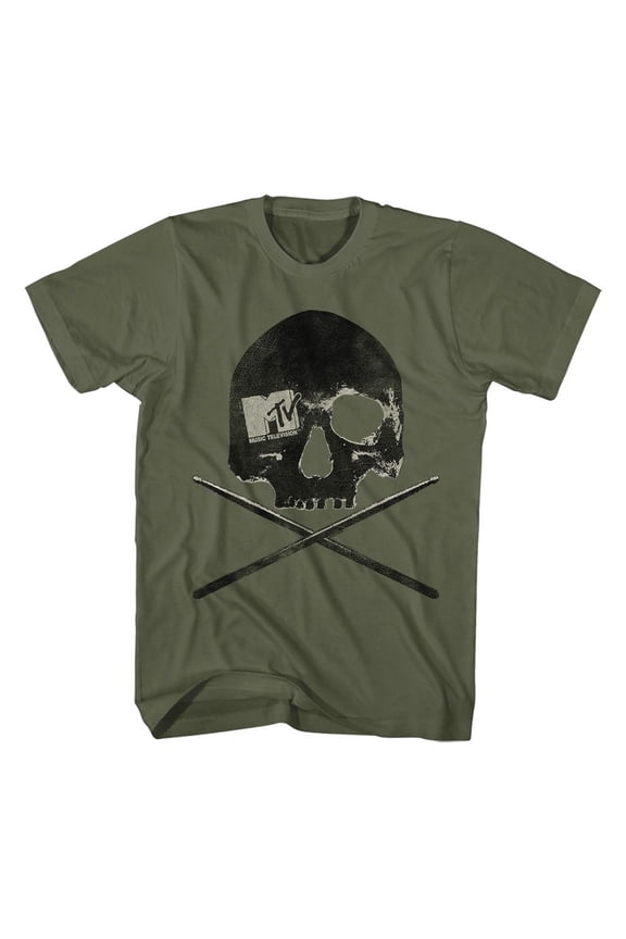 MTV Skulls and Sticks Military Green T-Shirt