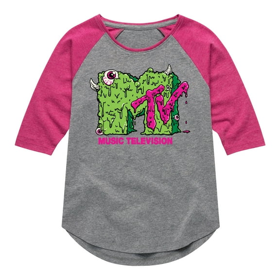 MTV - Slime Logo - Toddler & Youth Girls Raglan Graphic T-Shirt