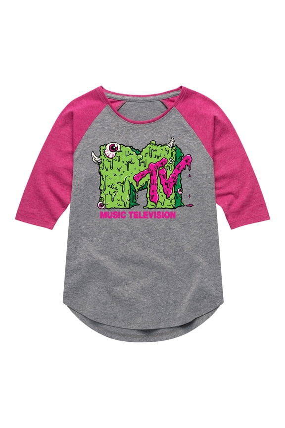 - Slime Logo - Toddler & Youth Girls Raglan Graphic T-Shirt