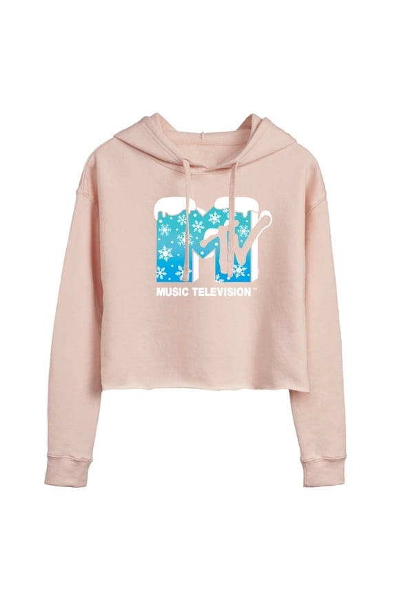 - Snowflakes - Juniors Cropped Pullover Hoodie