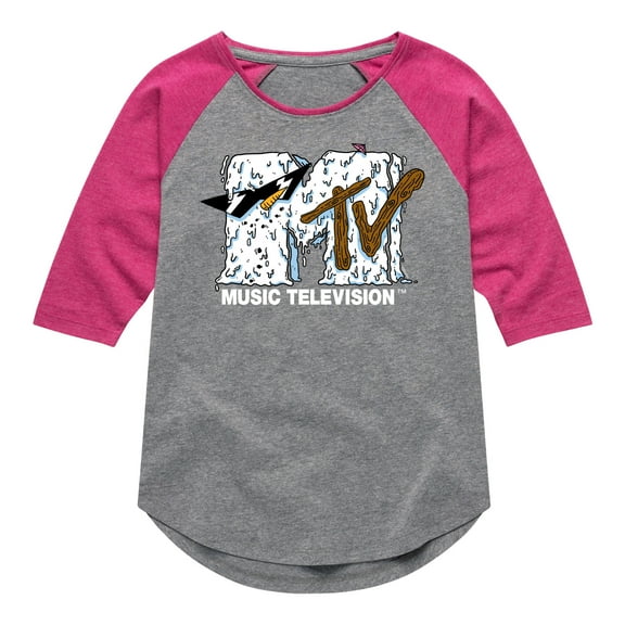 MTV - Snowman Logo - Toddler & Youth Girls Raglan Graphic T-Shirt