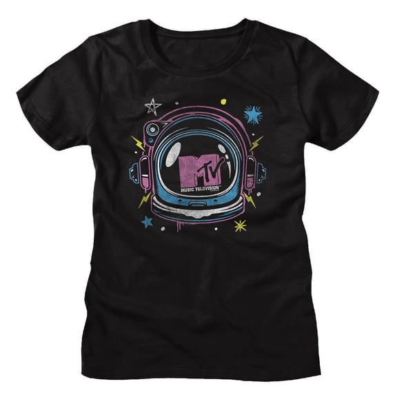 MTV Space Helmet Black Women's T-Shirt Xl