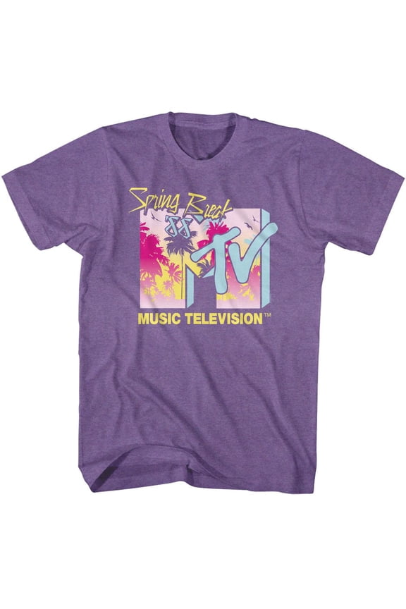 MTV Spring Break 88 Palm Trees Purple Heather Adult T-Shirt Xl