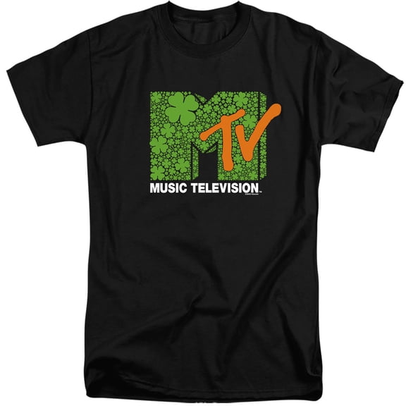 MTV St. Patrick's Day Shamrock Logo Unisex Adult Tall T Shirt,Black, X-Large