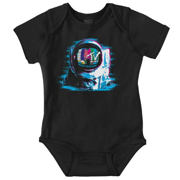MTV Static Glitch Logo Moon Man Romper Boys or Girls Infant Baby Brisco Brands 18M