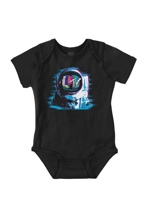 Static Glitch Logo Moon Man Romper Boys or Girls Infant Baby Brisco Brands NB