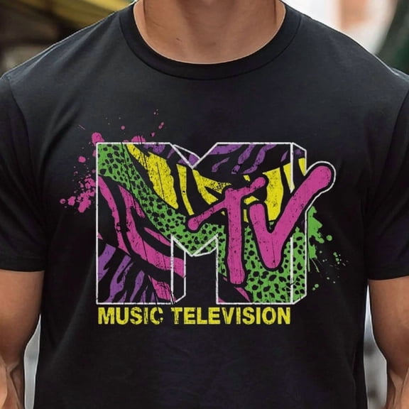 MTV T shirt Tshirt T-shirt Tee Vintage Aesthetic Shirt M TV Music Television 80s | eBay