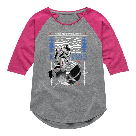 MTV - Take Me To The Moon Person - Toddler & Youth Girls Raglan Graphic T-Shirt