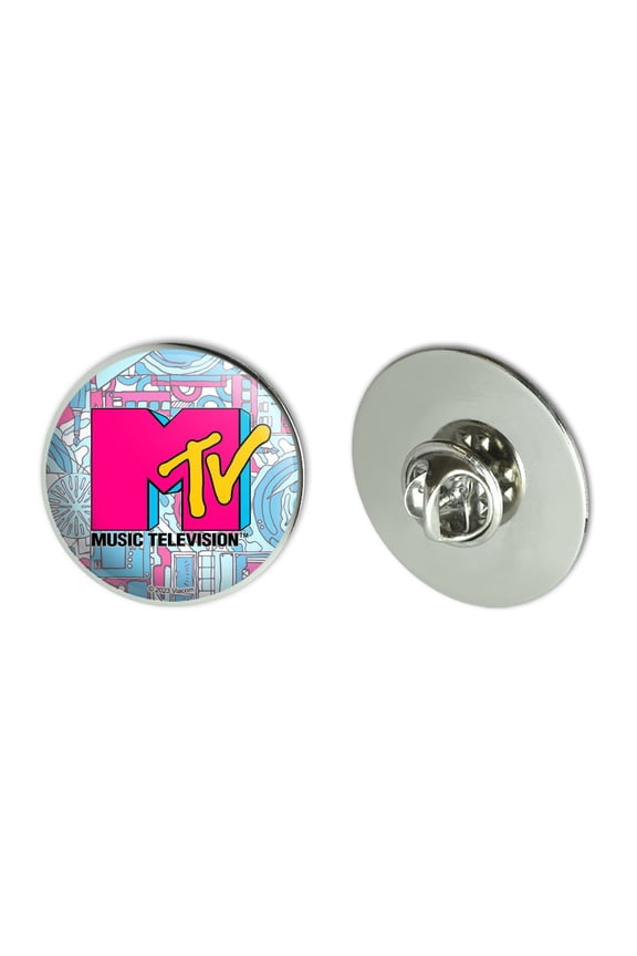 MTV Techno Neon Logo Metal 1.1" Tie Tack Hat Lapel Pin Pinback