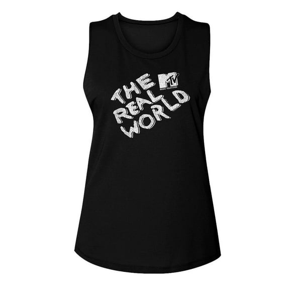 MTV The Real World Logo Black Women's Muscle Tank Top T-Shirt