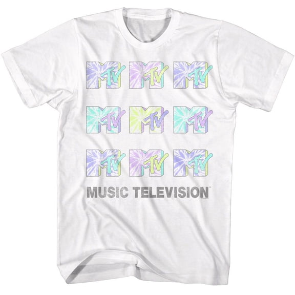 MTV Tie Dye Logos White Adult T-Shirt M