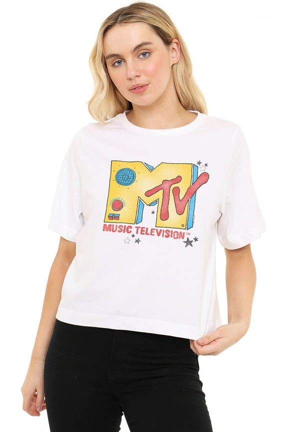 Turn It Up Women's Boxy Cropped T-Shirt Casual Graphic Tee