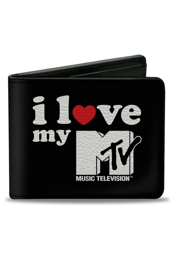 MTV Wallet, Bifold, MTV I Love My MTV Black White Red, Vegan Leather