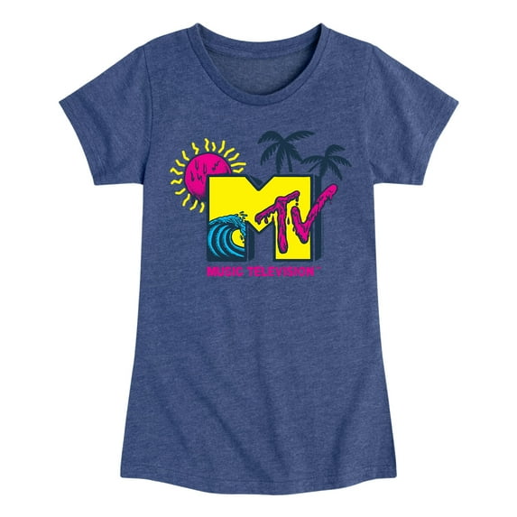 MTV - Wave Logo - Toddler And Youth Girls Short Sleeve Graphic T-Shirt