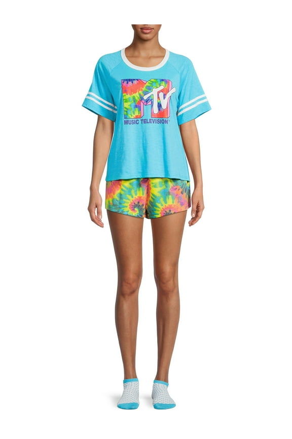 Women's T-Shirt, Sleep Shorts and Socks, 3-Piece Set