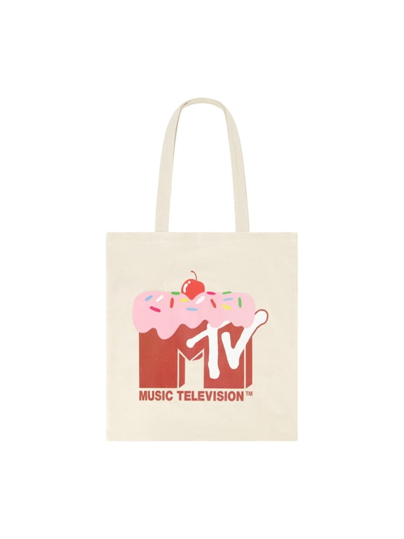 Women's Tote Bag, Cake Logo Travel Carryall Shoulder Handbag, Natural