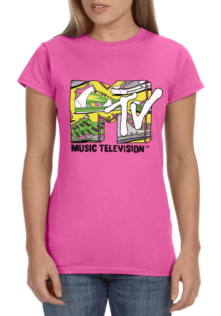 MTV Womens Music Television Groovy Shoes Icon 80s Crewneck T