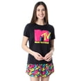 thumbnail image 1 of MTV Womens' Music Television Neon Cassette Tape Sleep Pajama Set Short, 1 of 5