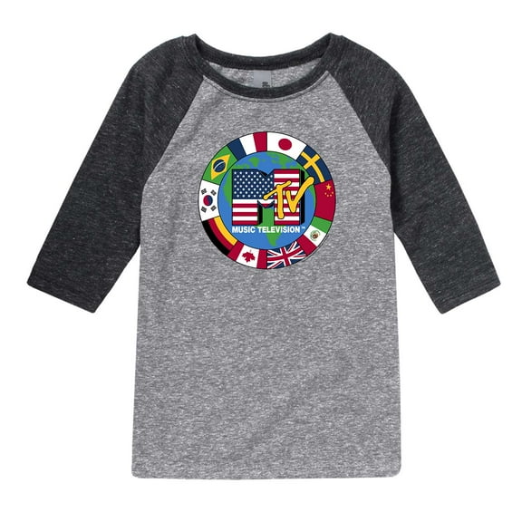MTV - World Flags - Toddler And Youth Raglan Graphic T-Shirt