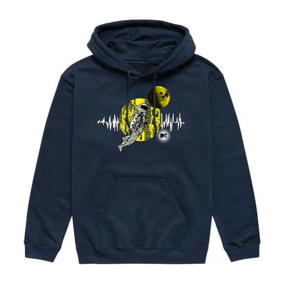 MTV - Yellow Wavelength Moon Person - Men's Fleece Pullover Hood