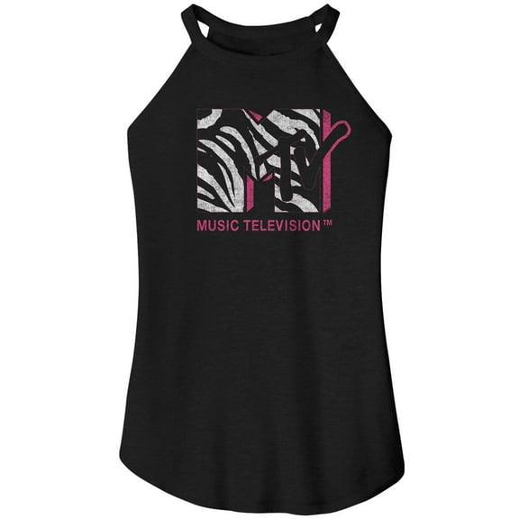 MTV Zebra Black Women's Sleeveless Rocker Tank Top