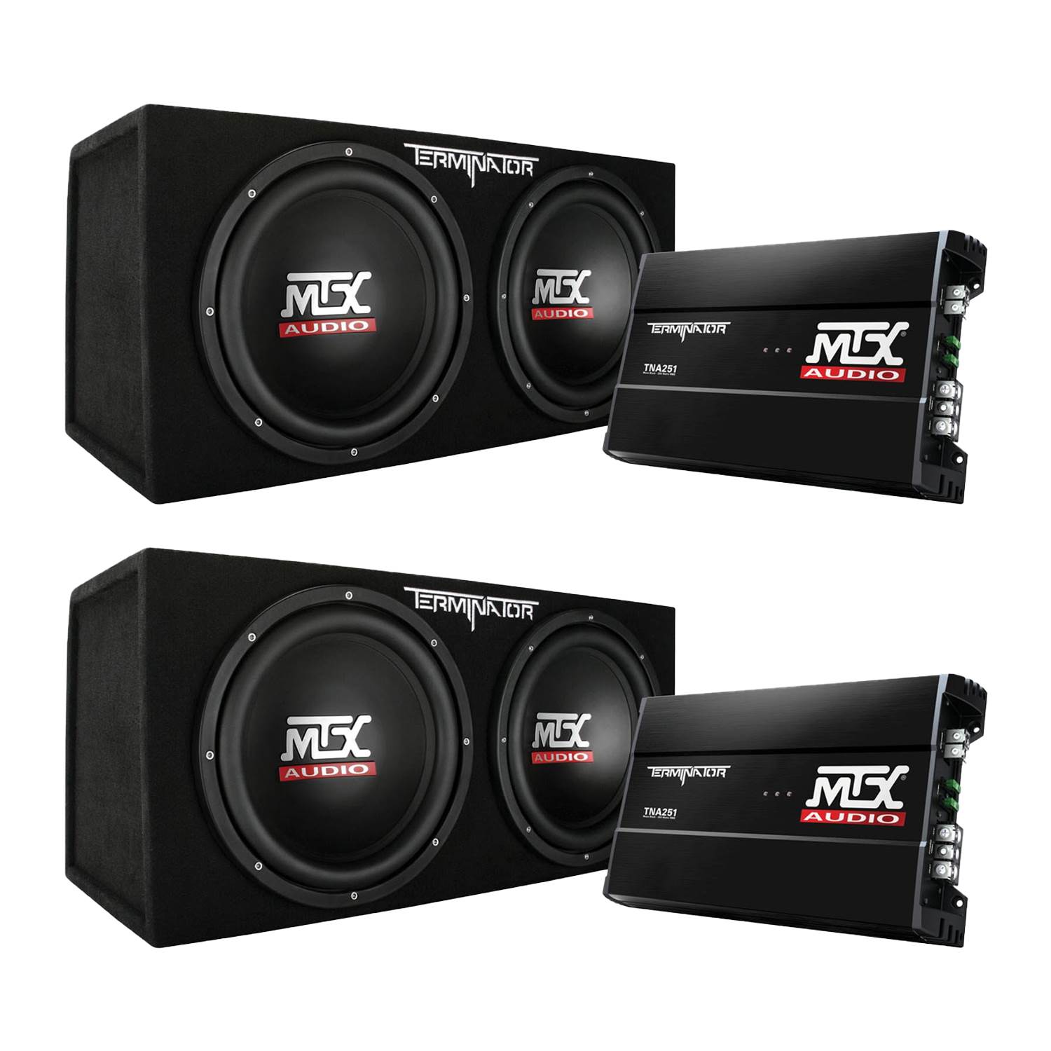 MTX 12" 1200W Dual Loaded Car Subwoofer Audio w/ Sub Box + Amplifier (2 Pack) - image 1 of 11