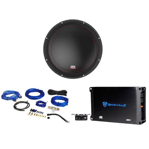 MTX 3510-02 10" 500 Watt SVC Car Audio Subwoofer Sub+Mono Amplifier+Amp Kit