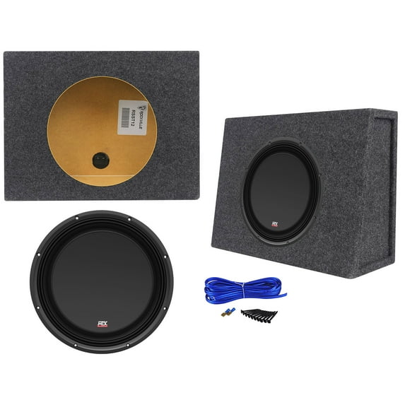MTX 3512-04S 12" 600 Watt Shallow Car Subwoofer+Sealed Sub Box Slim Enclosure